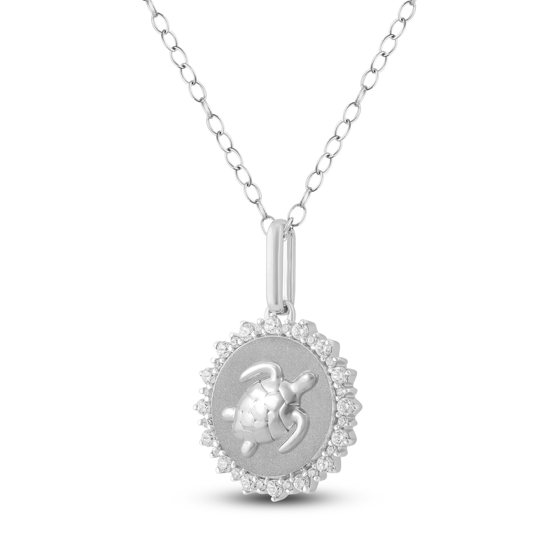 Main Image 2 of Diamond Turtle Necklace 1/4 ct tw Sterling Silver 18"