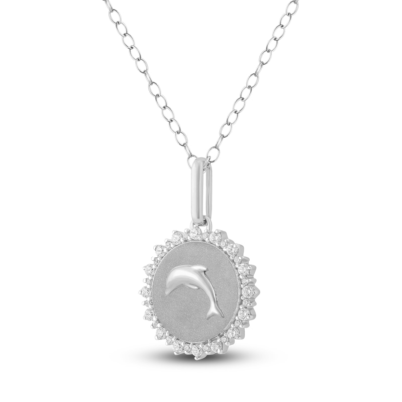 Main Image 2 of Diamond Dolphin Necklace 1/4 ct tw Sterling Silver 18"