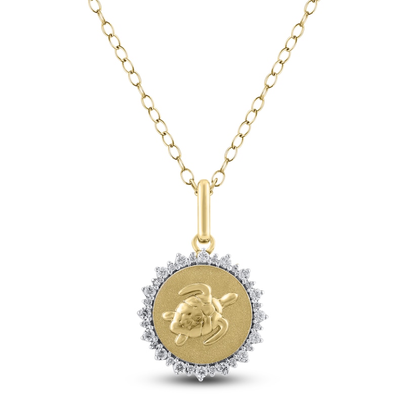 Main Image 1 of Diamond Turtle Necklace 1/4 ct tw 10K Yellow Gold 18"