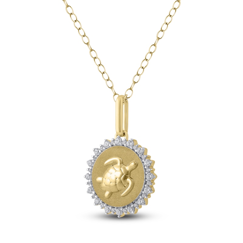 Main Image 2 of Diamond Turtle Necklace 1/4 ct tw 10K Yellow Gold 18"