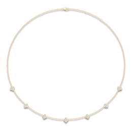 Diamond Clover Station Necklace 1-1/2 ct tw 10K Yellow Gold 18"