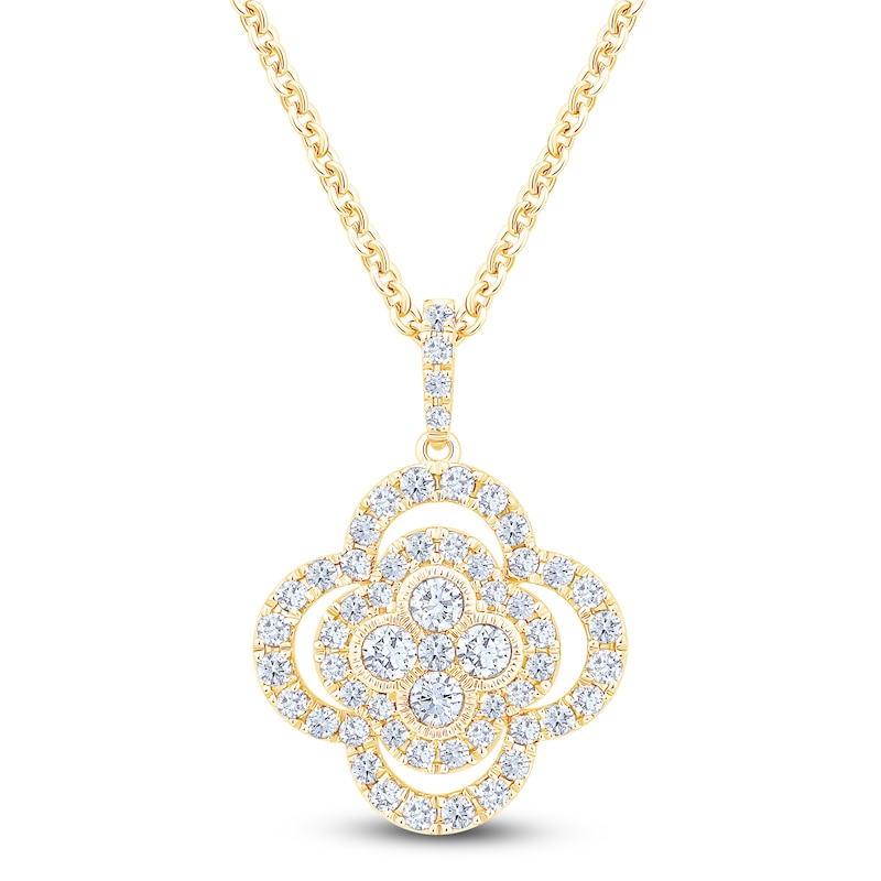 Main Image 1 of Diamond Clover Necklace 1 ct tw 10K Yellow Gold 18"