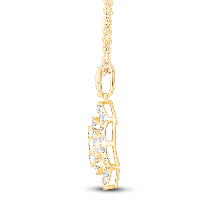 Main Image 2 of Diamond Clover Necklace 1 ct tw 10K Yellow Gold 18"