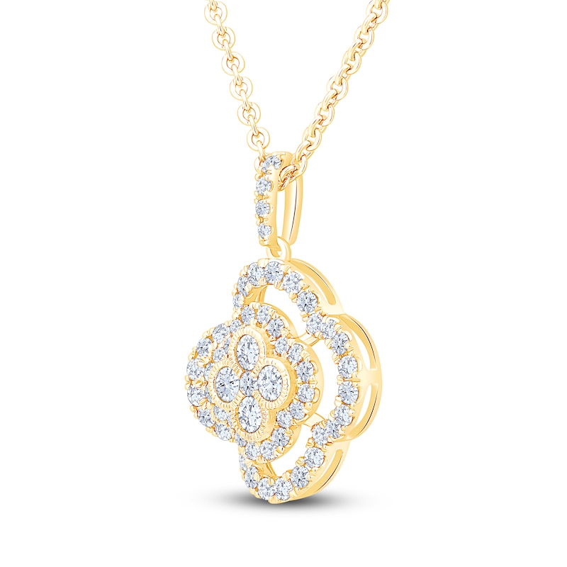 Main Image 3 of Diamond Clover Necklace 1 ct tw 10K Yellow Gold 18"