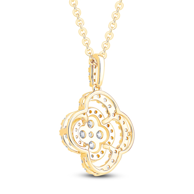 Main Image 4 of Diamond Clover Necklace 1 ct tw 10K Yellow Gold 18"