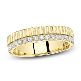 Shy Creation Diamond Ribbed Ring 3/8 ct tw 14K Yellow Gold SC22009151Z7