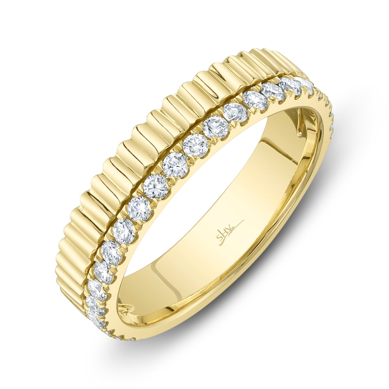 Main Image 2 of Shy Creation Diamond Ribbed Ring 3/8 ct tw 14K Yellow Gold SC22009151Z7