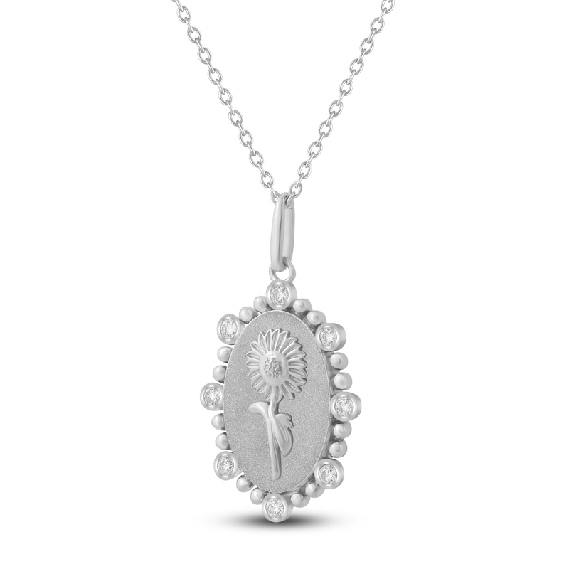 Main Image 2 of Aster Birth Flower Diamond Necklace 1/4 ct tw Sterling Silver 18"