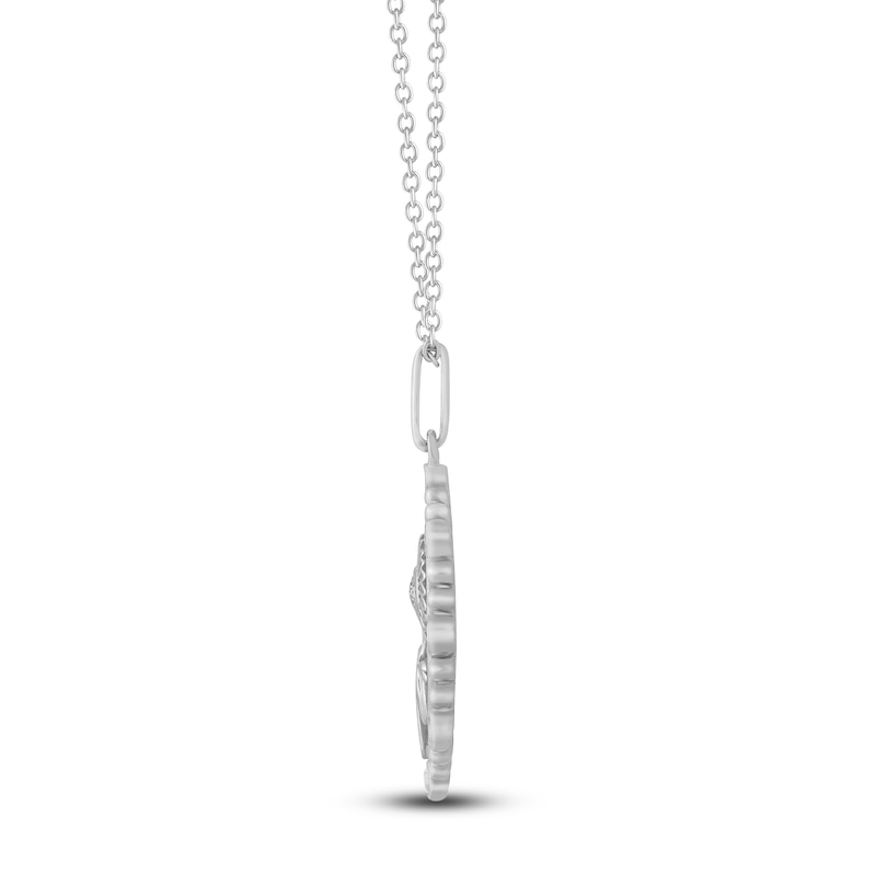 Main Image 3 of Aster Birth Flower Diamond Necklace 1/4 ct tw Sterling Silver 18"