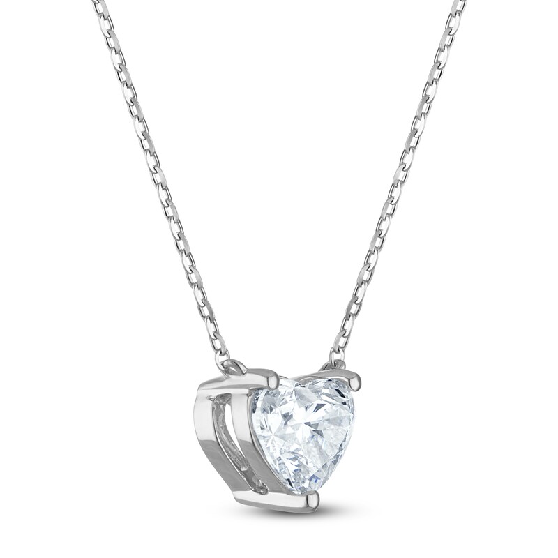 Main Image 2 of Heart-Shaped Lab-Grown Diamond Solitaire Necklace 2 ct tw 14K White Gold 18" (SI2/F)