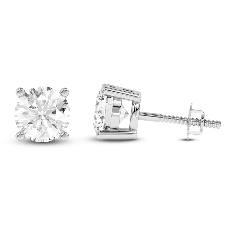 Main Image 1 of Round-Cut Lab-Grown Diamond Solitaire Stud Earrings 2-1/2 ct tw 14K White Gold (SI2/F)