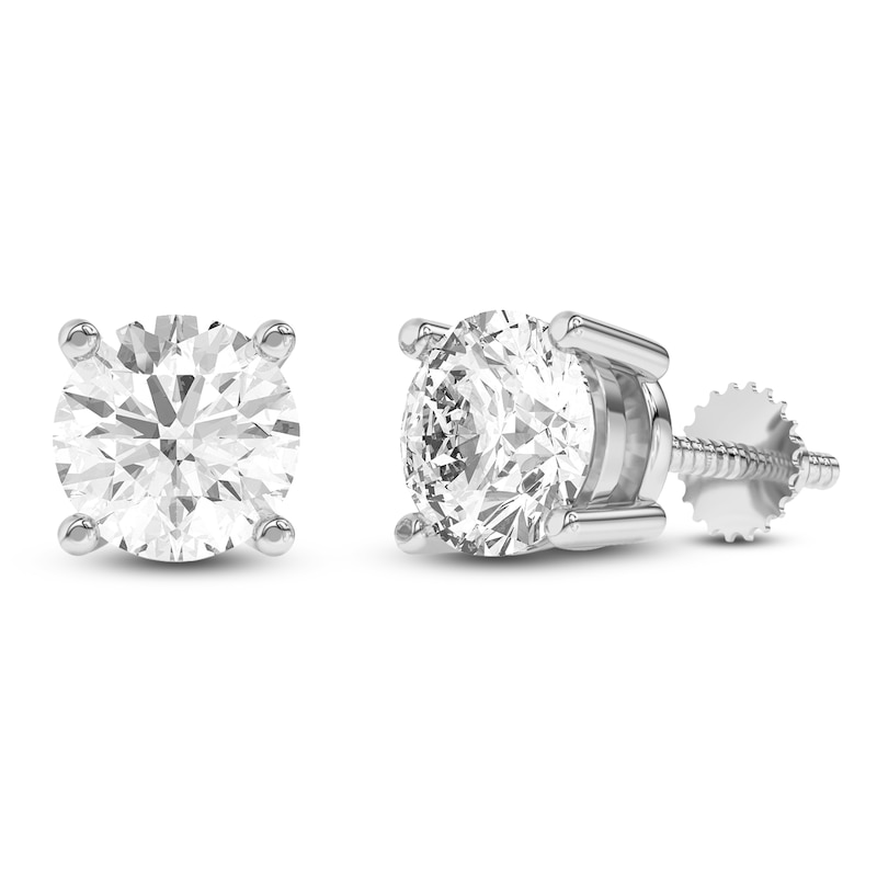 Main Image 2 of Round-Cut Lab-Grown Diamond Solitaire Stud Earrings 2-1/2 ct tw 14K White Gold (SI2/F)