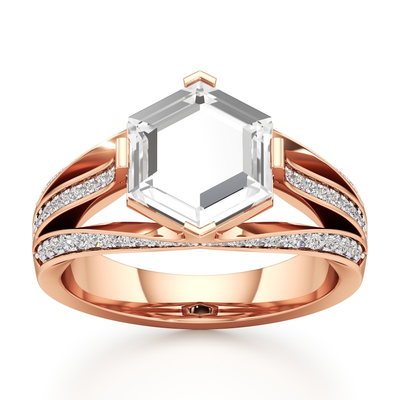 Main Image 1 of J'Lure Lab-Grown Diamond Hexagon Portrait-Cut Engagement Ring 2-3/8 ct tw 18K Rose Gold