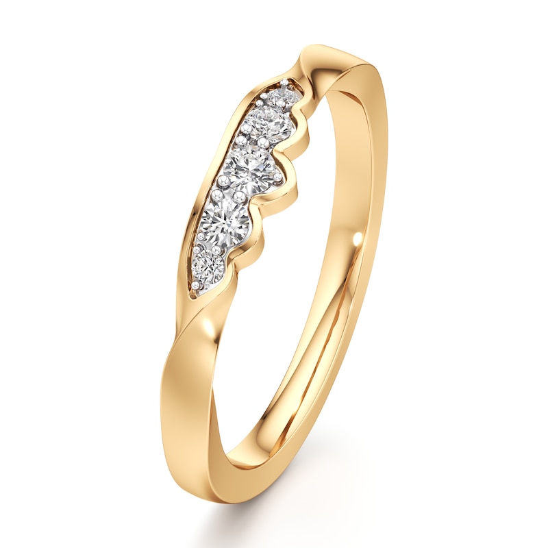 Main Image 4 of J'Lure Lab-Grown Diamond Scalloped Wedding Band 1/6 ct tw 18K Yellow Gold