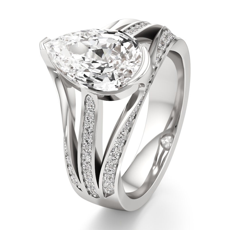 Main Image 4 of J'Lure Lab-Grown Diamond Pear Step-Cut Engagement Ring 3-1/2 ct tw 18K White Gold
