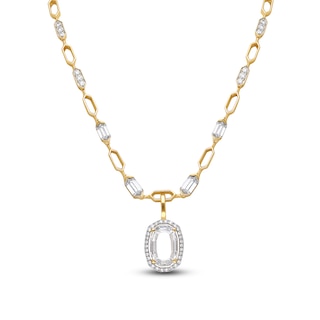 Oval Portrait-Cut Lab-Grown Diamond Necklace 4-1/3 ct tw 14K Yellow Gold 16.5"