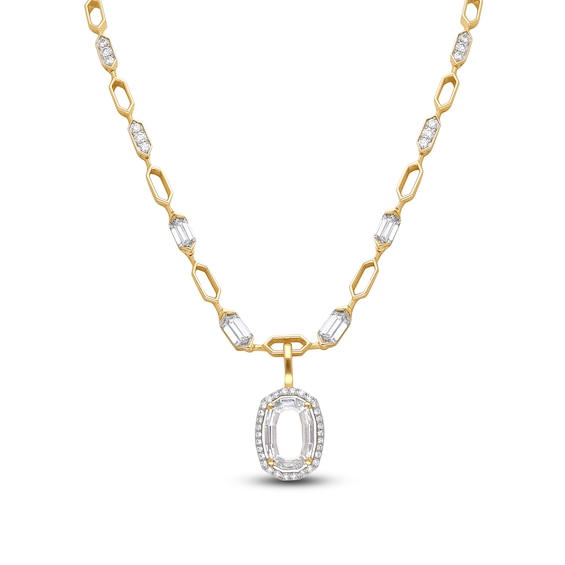 Oval Portrait-Cut Lab-Grown Diamond Necklace 4-1/3 ct tw 14K Yellow Gold 16.5"