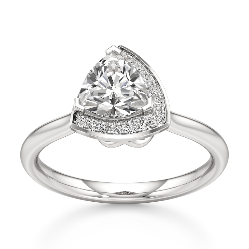Main Image 1 of J'Lure Trillion Curved Brilliant-Cut Lab-Grown Diamond Half-Halo Engagement Ring 1 ct tw 18K White Gold