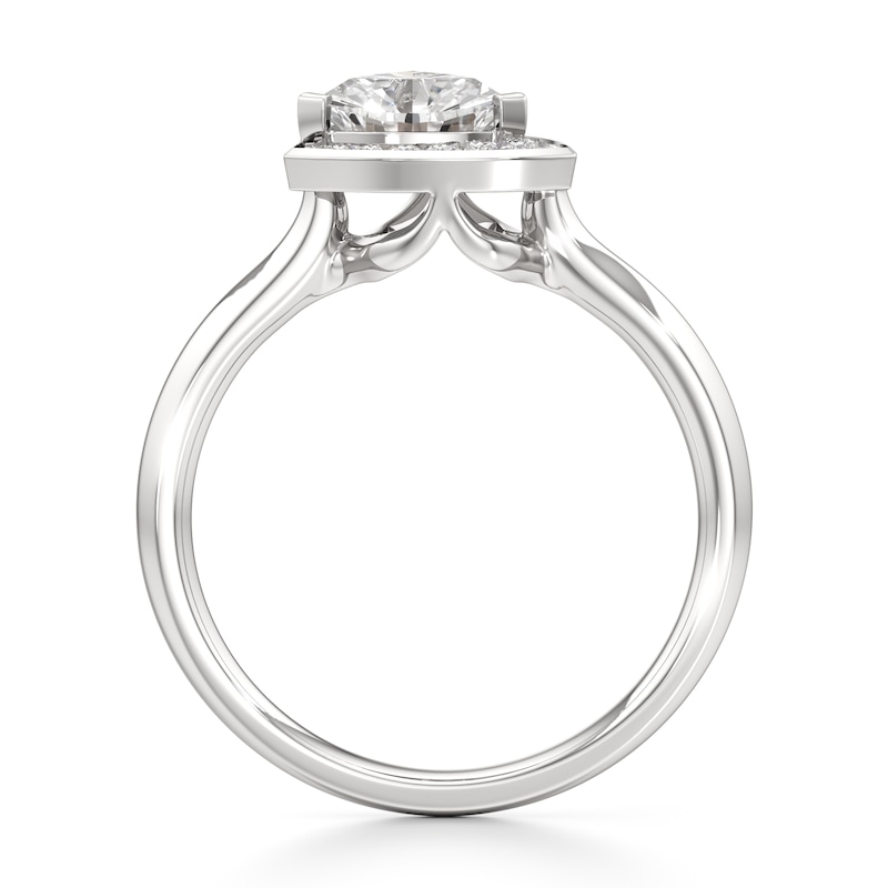Main Image 2 of J'Lure Trillion Curved Brilliant-Cut Lab-Grown Diamond Half-Halo Engagement Ring 1 ct tw 18K White Gold