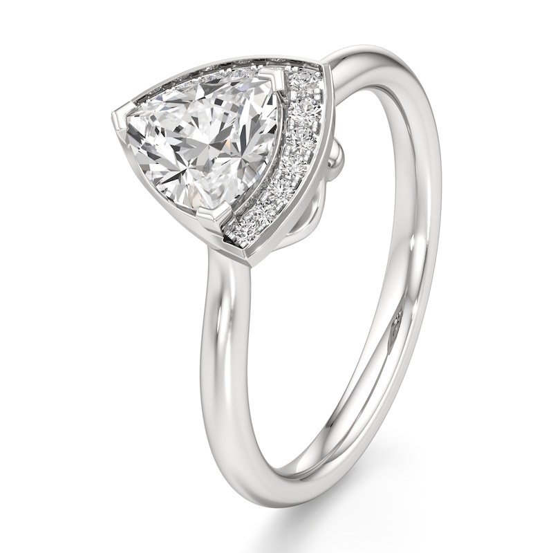 Main Image 4 of J'Lure Trillion Curved Brilliant-Cut Lab-Grown Diamond Half-Halo Engagement Ring 1 ct tw 18K White Gold