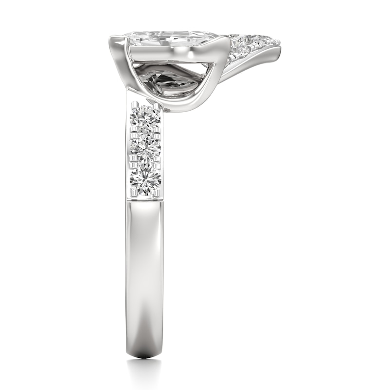 Main Image 3 of J'Lure Leaf Step-Cut Lab-Grown Diamond Contour Wedding Band 5/8 ct tw 18K White Gold