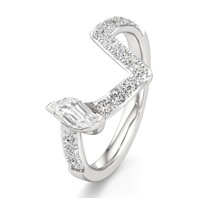 Main Image 4 of J'Lure Leaf Step-Cut Lab-Grown Diamond Contour Wedding Band 5/8 ct tw 18K White Gold