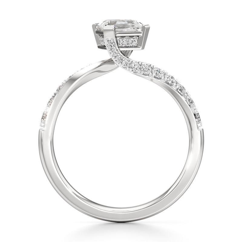 Main Image 2 of J'Lure Square-Emerald Step-Cut Lab-Grown Diamond Bypass Engagement Ring 1-1/3 ct tw 18K White Gold