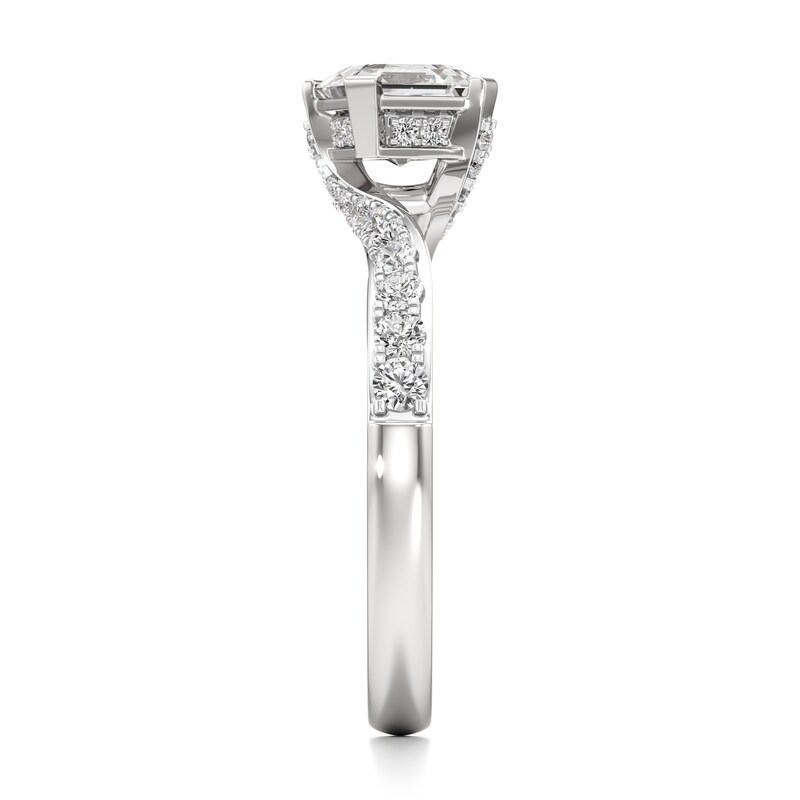 Main Image 3 of J'Lure Square-Emerald Step-Cut Lab-Grown Diamond Bypass Engagement Ring 1-1/3 ct tw 18K White Gold