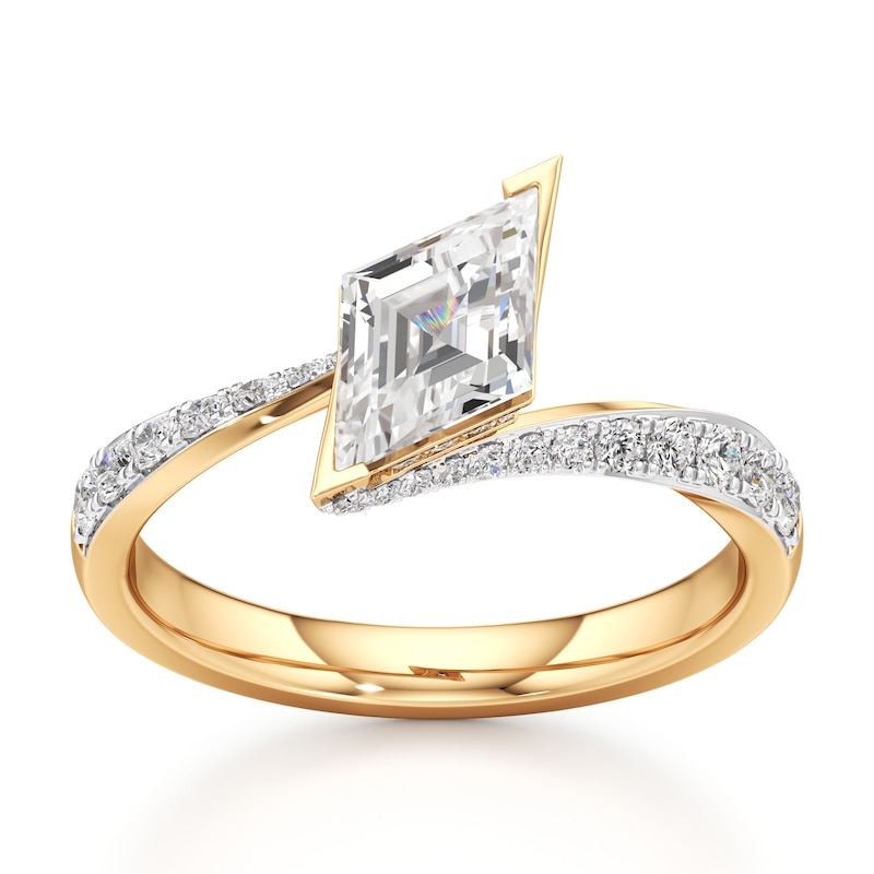 Main Image 1 of J'Lure Lozenge Step-Cut Lab-Grown Diamond Bypass Engagement Ring 1-3/8 ct tw 18K Yellow Gold
