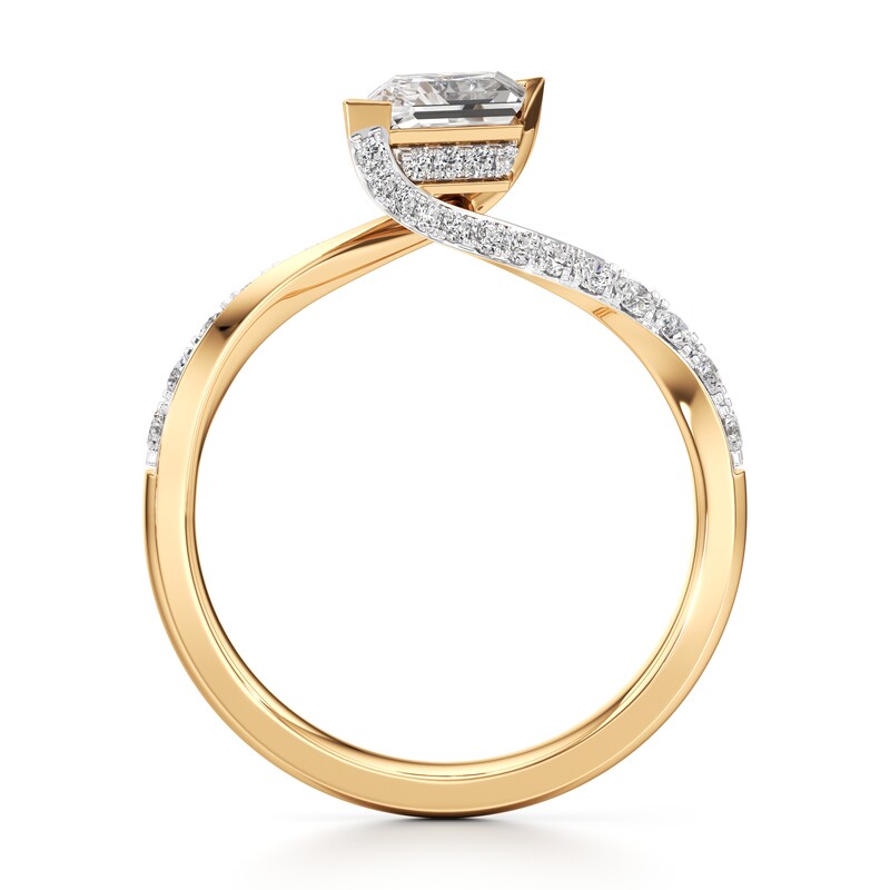 Main Image 2 of J'Lure Lozenge Step-Cut Lab-Grown Diamond Bypass Engagement Ring 1-3/8 ct tw 18K Yellow Gold