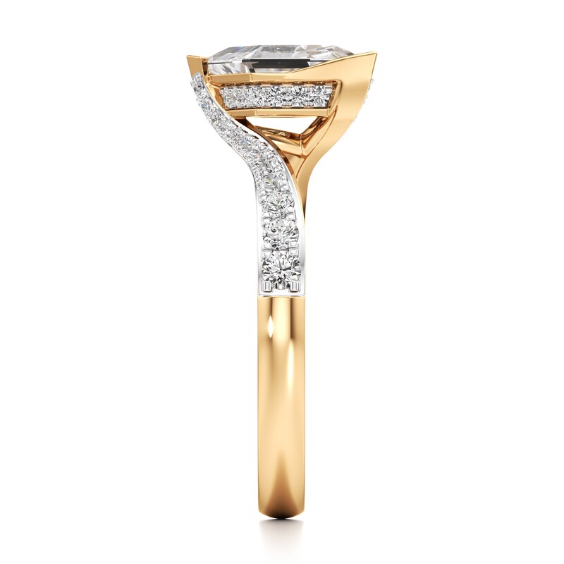 Main Image 3 of J'Lure Lozenge Step-Cut Lab-Grown Diamond Bypass Engagement Ring 1-3/8 ct tw 18K Yellow Gold