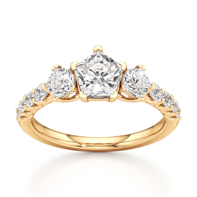 Main Image 1 of J'Lure Pentagon Brilliant-Cut Lab-Grown Diamond Engagement Ring 1-7/8 ct tw 18K Yellow Gold