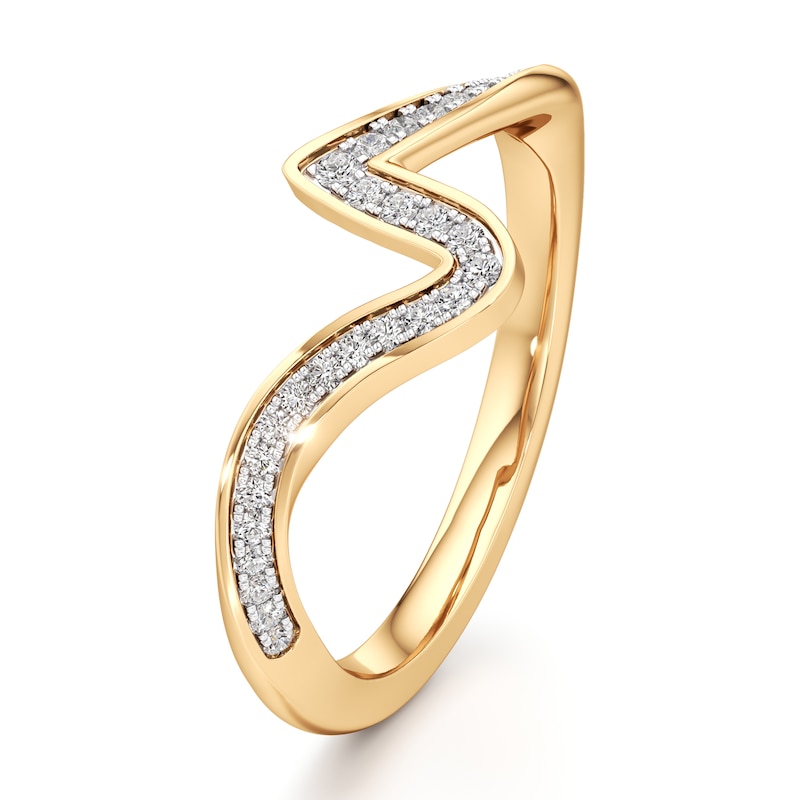 Main Image 4 of J'Lure Lab-Grown Diamond Contour Wedding Band 1/6 ct tw 18K Yellow Gold