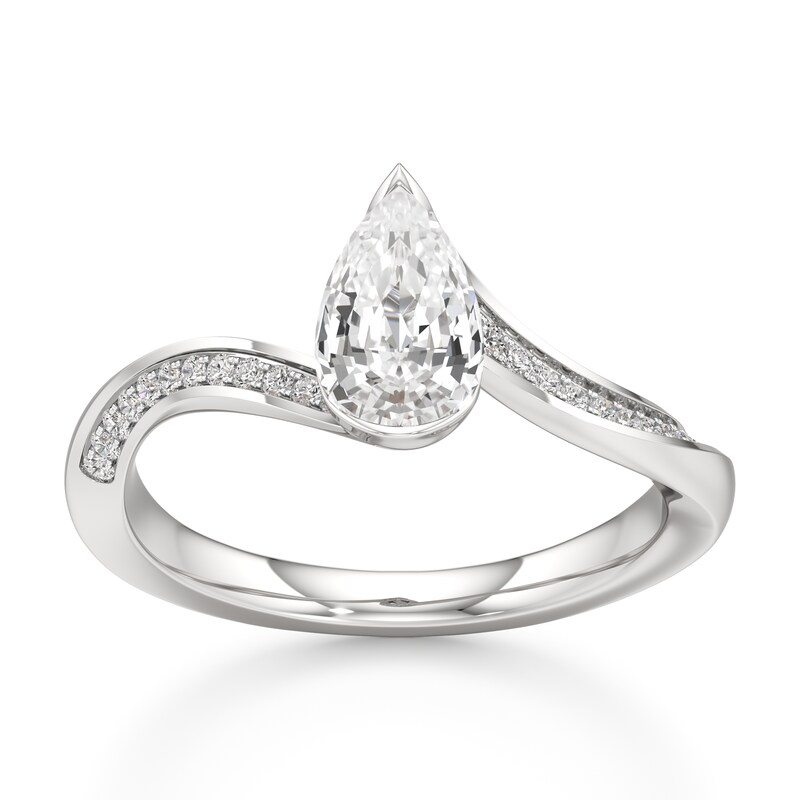 Main Image 1 of J'Lure Pear Step-Cut Lab-Grown Diamond Bypass Engagement Ring 1-1/6 ct tw 18K White Gold
