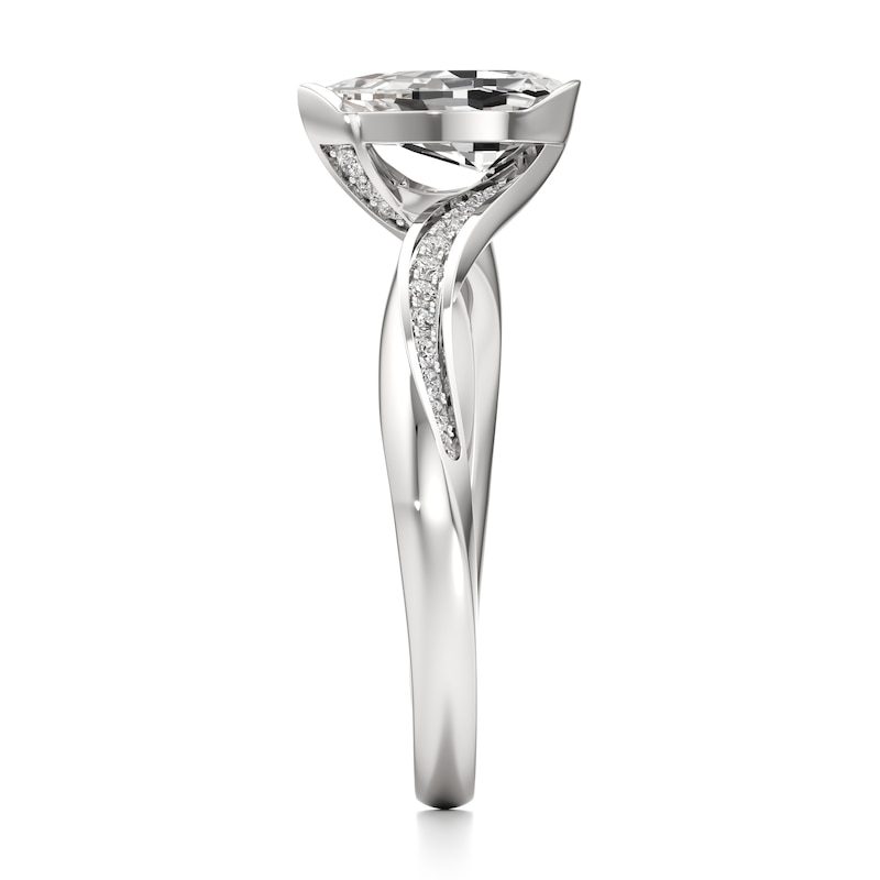 Main Image 3 of J'Lure Pear Step-Cut Lab-Grown Diamond Bypass Engagement Ring 1-1/6 ct tw 18K White Gold