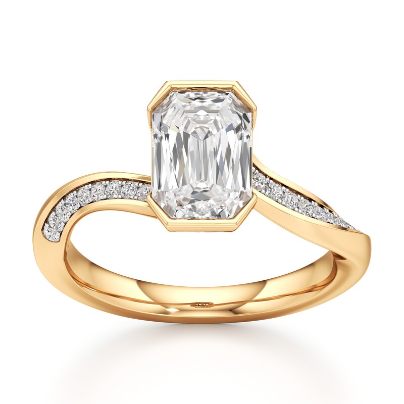 Main Image 1 of J'Lure Imperial-Emerald Step-Cut Lab-Created Diamond Bypass Engagement Ring 2-1/5 ct tw 18K Yellow Gold