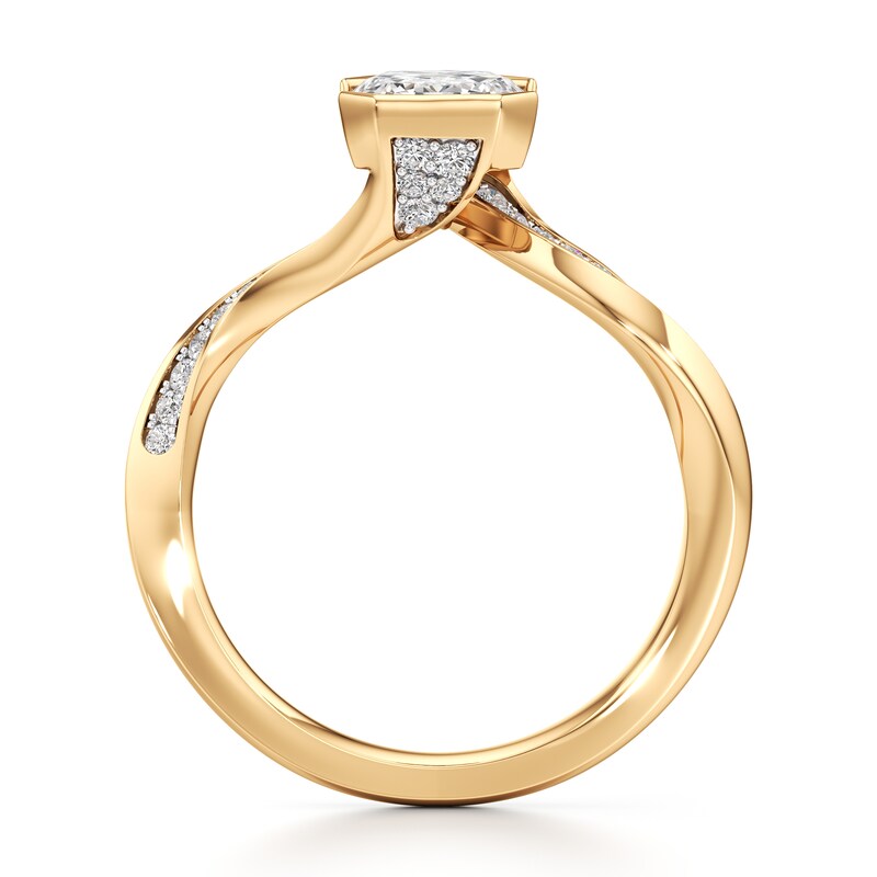 Main Image 2 of J'Lure Imperial-Emerald Step-Cut Lab-Created Diamond Bypass Engagement Ring 2-1/5 ct tw 18K Yellow Gold
