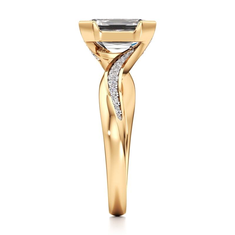 Main Image 3 of J'Lure Imperial-Emerald Step-Cut Lab-Created Diamond Bypass Engagement Ring 2-1/5 ct tw 18K Yellow Gold