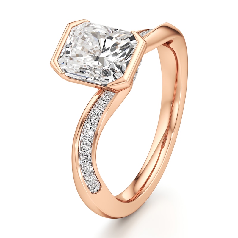 Main Image 4 of J'Lure Radiant Brilliant-Cut Lab-Grown Diamond Bypass Engagement Ring 2-1/5 ct tw 18K Rose Gold