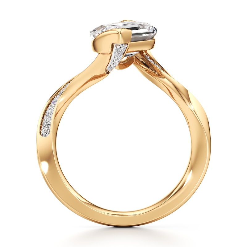 Main Image 2 of J'Lure Leaf Step-Cut Lab-Grown Diamond Bypass Engagement Ring 3-1/5 ct tw 18K Yellow Gold