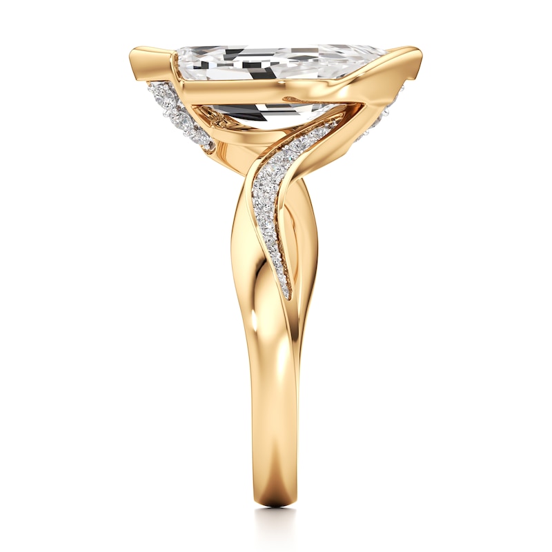 Main Image 3 of J'Lure Leaf Step-Cut Lab-Grown Diamond Bypass Engagement Ring 3-1/5 ct tw 18K Yellow Gold