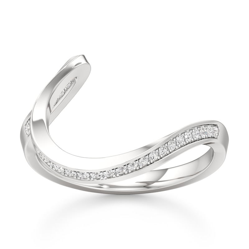 Main Image 1 of J'Lure Lab-Created Diamond Contour Wedding Band 1/6 ct tw 18K White Gold