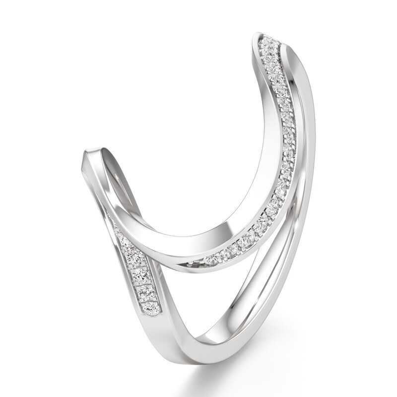 Main Image 4 of J'Lure Lab-Created Diamond Contour Wedding Band 1/6 ct tw 18K White Gold