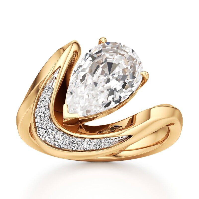 J'Lure Pear Step-Cut Lab-Grown Diamond Engagement Ring 3 ct tw 18K Yellow Gold