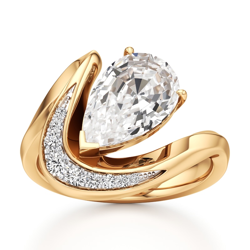 Main Image 1 of J'Lure Pear Step-Cut Lab-Created Diamond Engagement Ring 3 ct tw 18K Yellow Gold