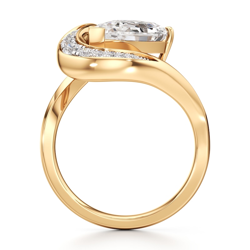 Main Image 2 of J'Lure Pear Step-Cut Lab-Created Diamond Engagement Ring 3 ct tw 18K Yellow Gold