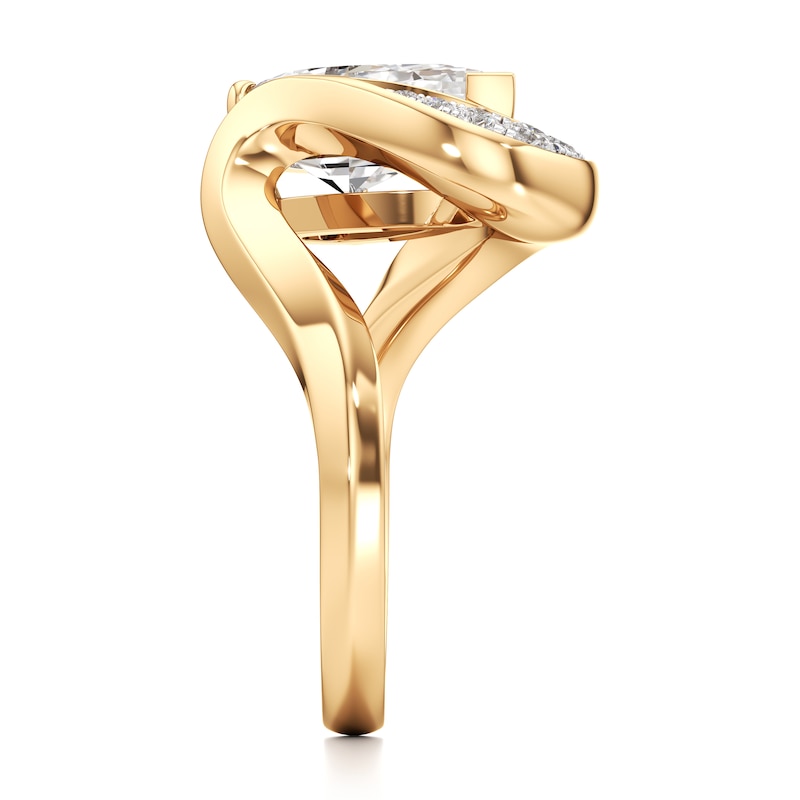 Main Image 3 of J'Lure Pear Step-Cut Lab-Created Diamond Engagement Ring 3 ct tw 18K Yellow Gold