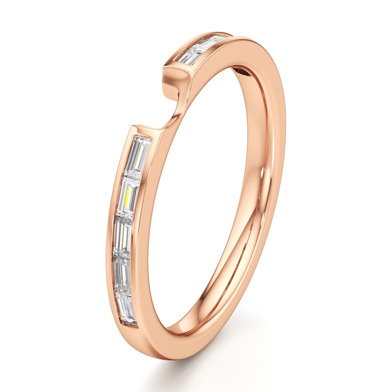 Main Image 4 of J'Lure Baguette-Cut Lab-Grown Diamond Contour Wedding Band 3/8 ct tw 18K Rose Gold