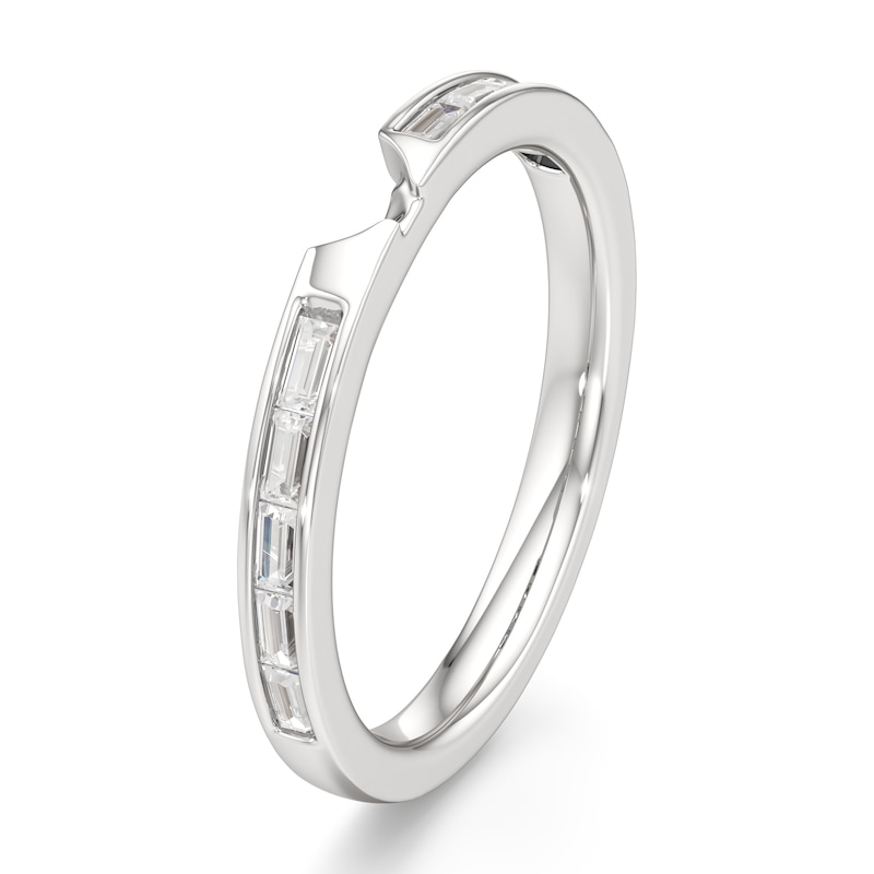 Main Image 4 of J'Lure Baguette-Cut Lab-Grown Diamond Contour Wedding Band 3/8 ct tw 18K White Gold