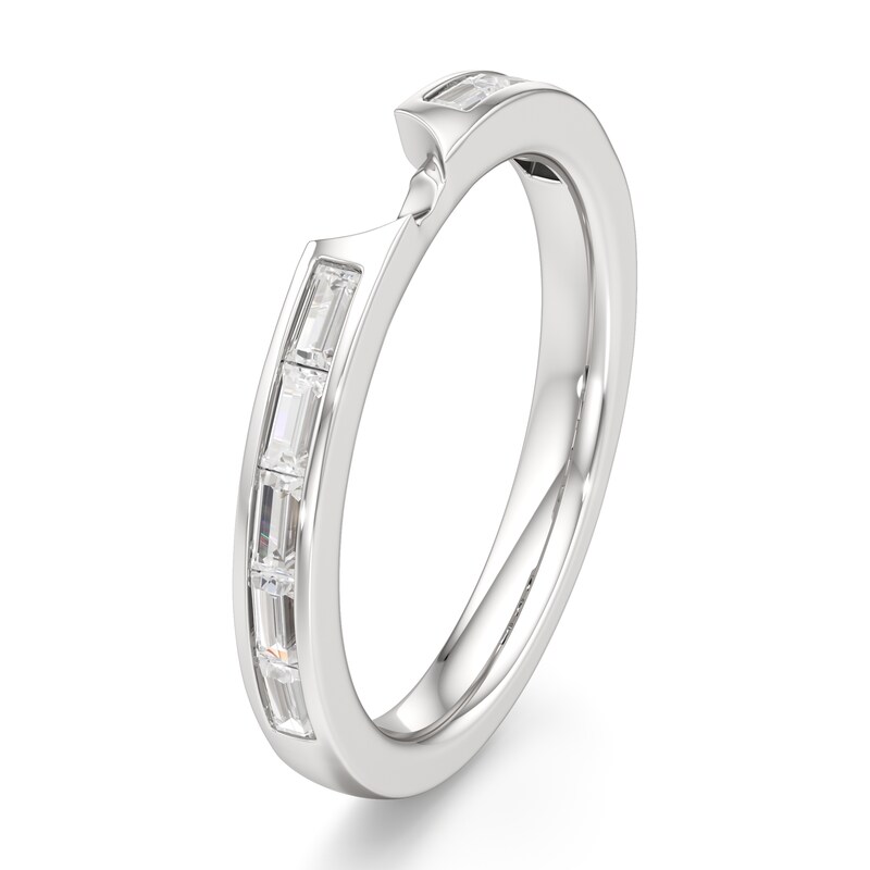 Main Image 4 of J'Lure Baguette-Cut Lab-Grown Diamond Contour Wedding Band 1/3 ct tw 18K White Gold